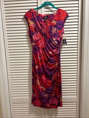 American Living Pink & Purple Floral Faux-Wrap Dress
